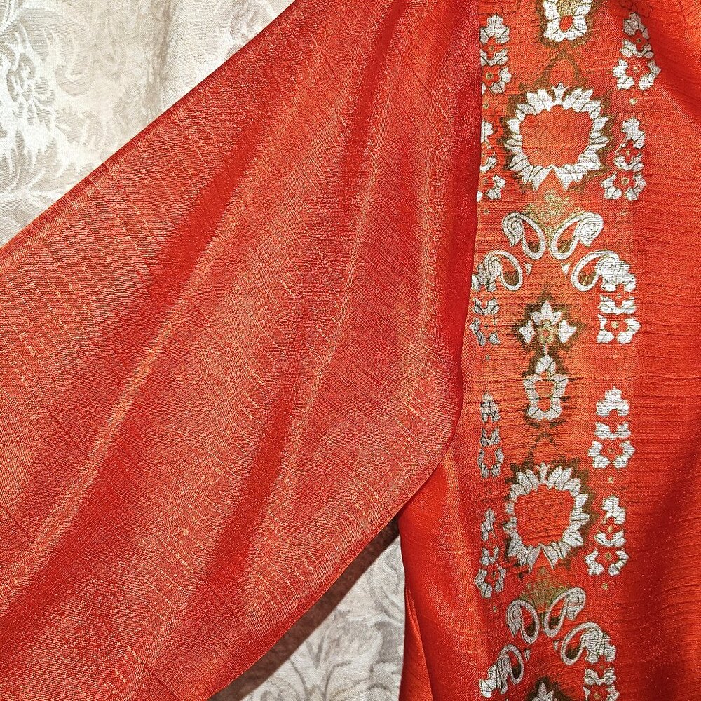Alfred Shaheen red/silver glamorous vintage 1970s Hawai'ian cocktail dress Elvis - Picture 9 of 11